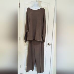 Eileen Fisher 3x Comfy Stylish Knit Light Brown Lounge Set